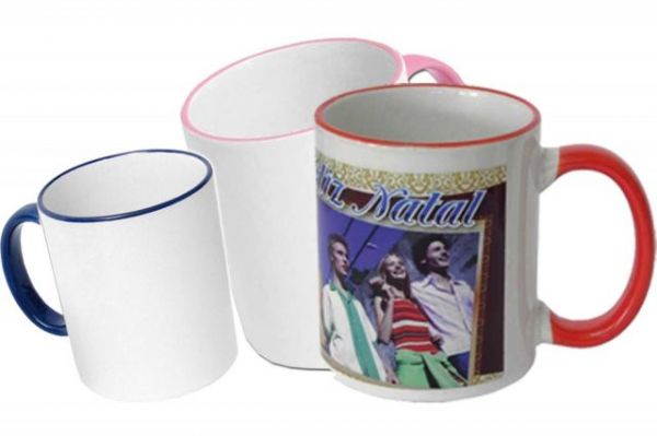 caneca com borda e aça colorida